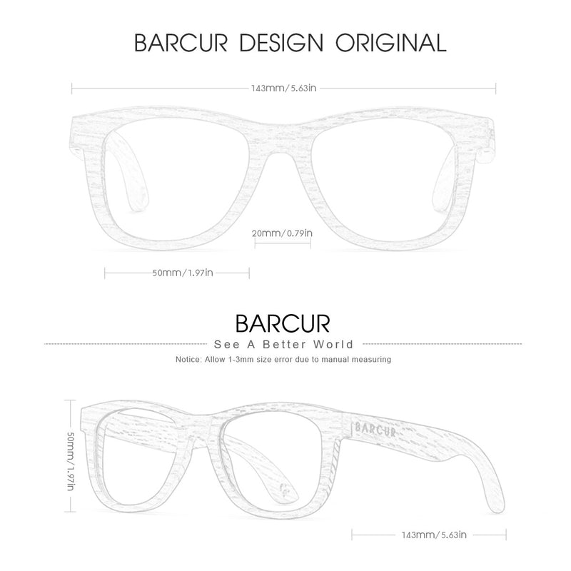 BARCUR Polarized Wood Sunglasses for Men Women Sun Glasses Eco-Friendly Male Eyewear Oculos de sol feminino frete gratis - KiwisLove