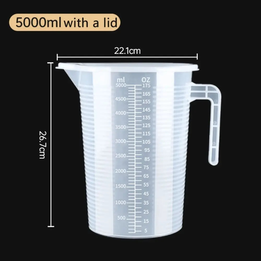 1PC Clear Graduated Measuring Cup Scale Plastic Transparent Mixing Cup Large Capacity With Lid Laboratory Beaker Kitchen Baking - KiwisLove