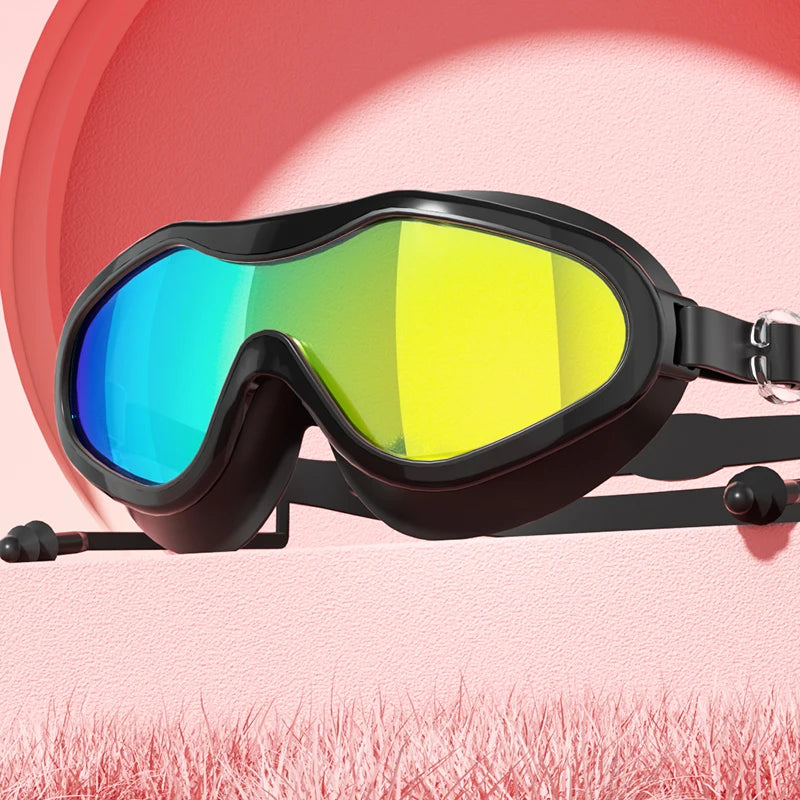 Swimming goggles with large frame, high-definition waterproof, anti fog, electroplated, anti UV, suitable for both men and women