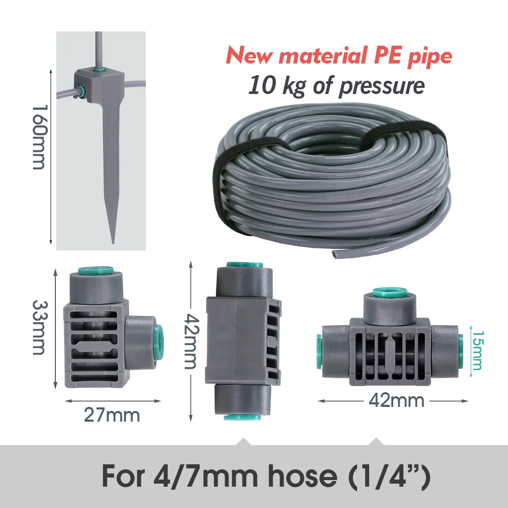 Premium 20cm Flexible Brass Nozzle Automatic Misting Irrigation System - Quick Connect Spray for Garden 1/4" Hose
