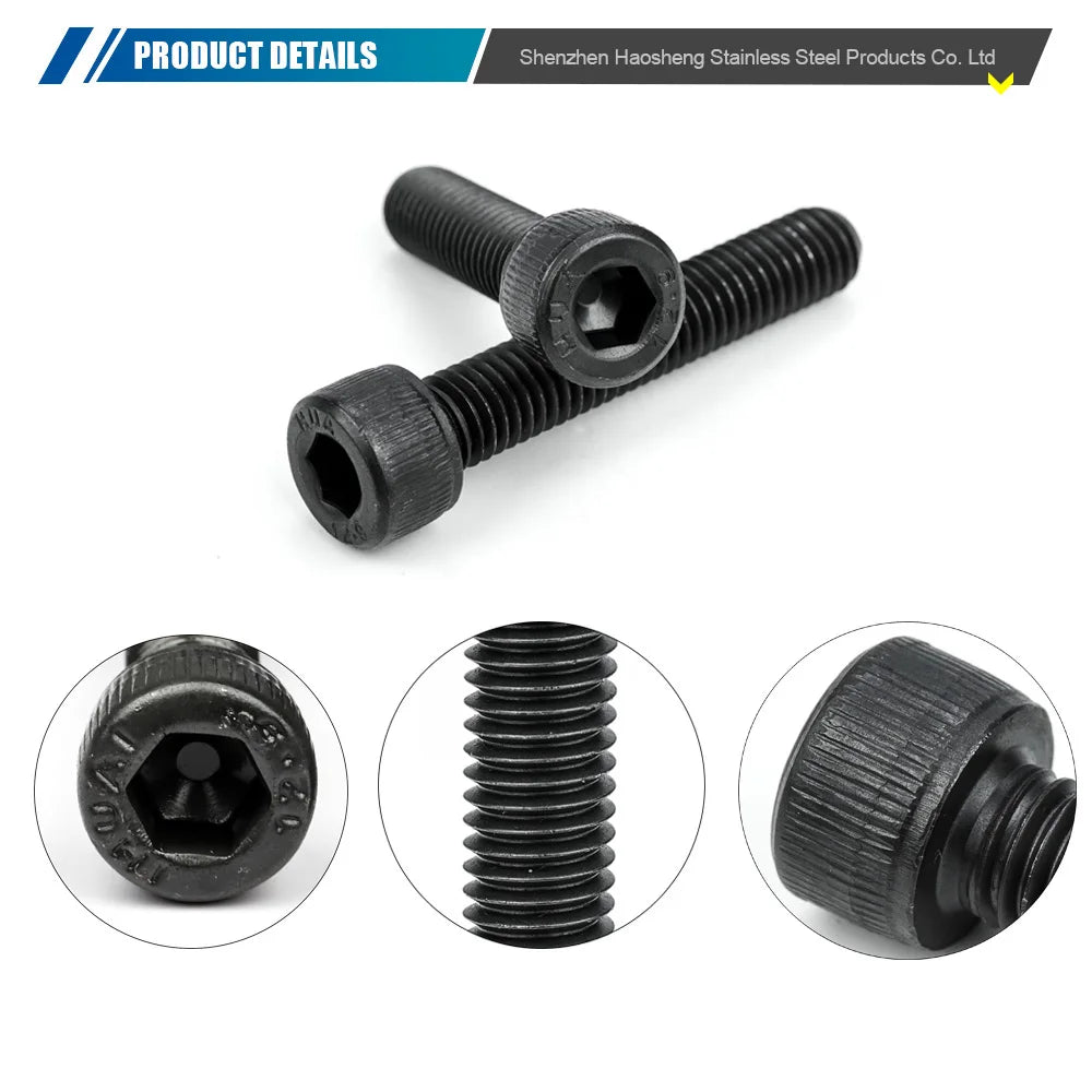 10-100pcs/box Hexagon Socket Head Cap Screw 12.9 Grade Steel M4x6-100mm Allen Cap Bolts with Hex Keys Screw Box