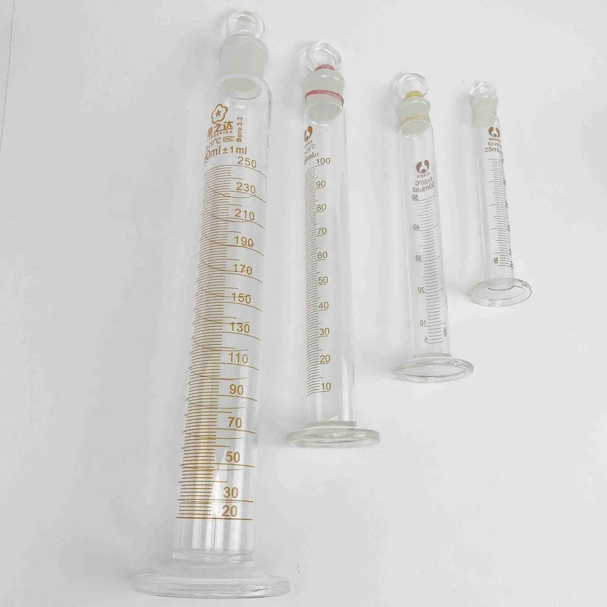 5/10/25/50/100ml Glass Measuring Cylinder With Plug Stopper Graduated Lab Laboratory - KiwisLove