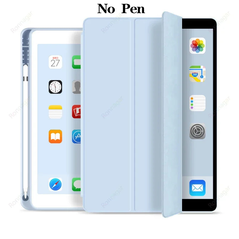 With Pencil Holder Case For iPad 10th Generation 2022 10.9Inch Slim Protective Cover iPad 10th Gen A2696 A2757 A2777 Stand Cover