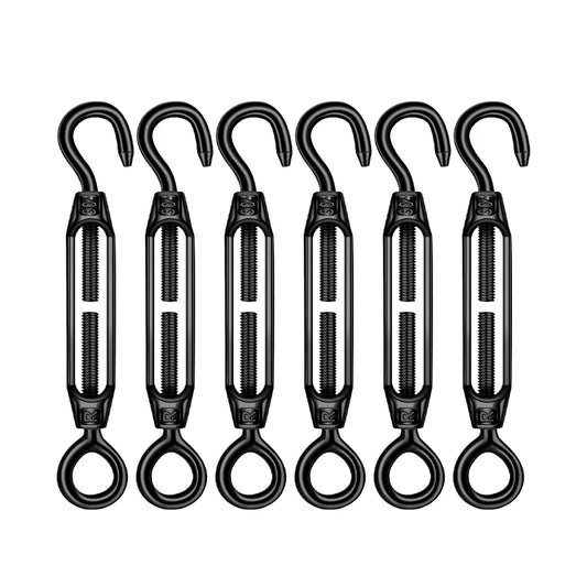 Black M4 Eye and Hook Turnbuckle 304 Stainless Steel Wire Rope Tension Device Shading Net Tarpaulin Installation Flange Bolt