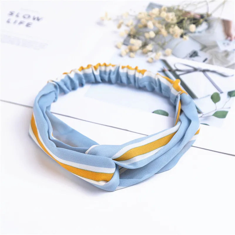 Fashion Women Girls Summer Bohemian Hair Bands Print Headbands Vintage Cross Turban Bandage Bandanas HairBands Hair Accessories