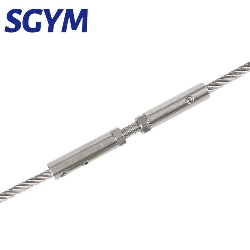 SGYM 10PCS Wire Rope Thread Stud Tensioner 4mm 5/32'' Both End Fitting Handscrew Clamp with Screw Bolts For Cable Railing