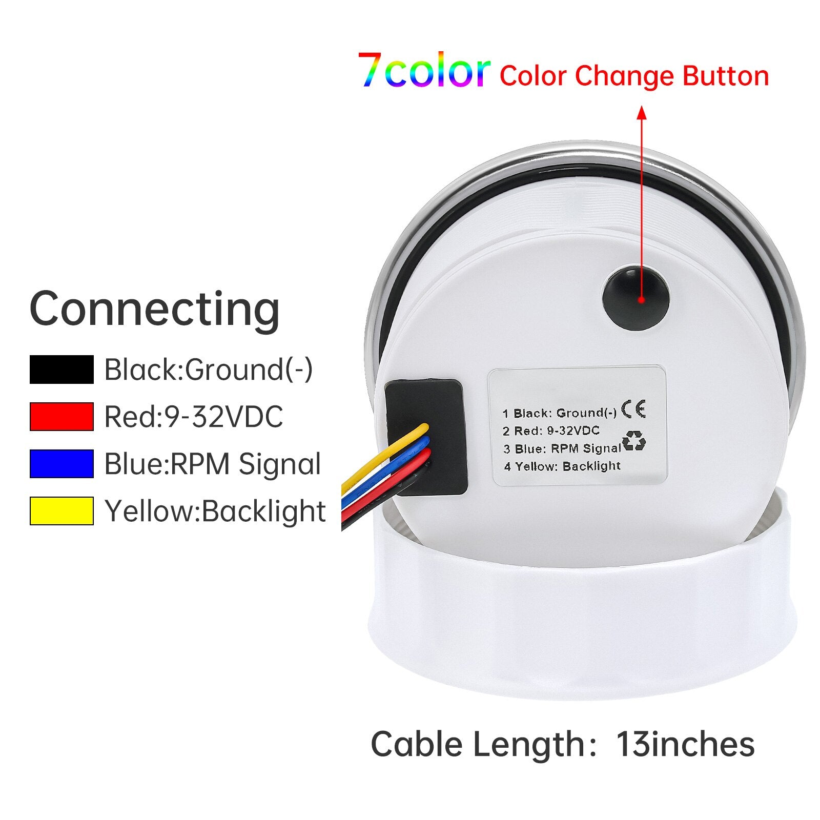 RPM Gauge 8000rpm 6000rpm 3K-8K 85MM Diesel Engine Tachometer REV Counter with LCD Digital Hourmeter 7Colors Backlight 12V/24V - KiwisLove