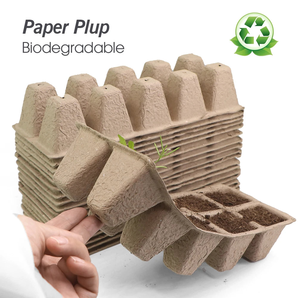 5/10pcs 10-Hole Peat Pots Seed Starter Trays Germination Trays Biodegradable Seedlings Container Plant Starting Kits Garden Acce