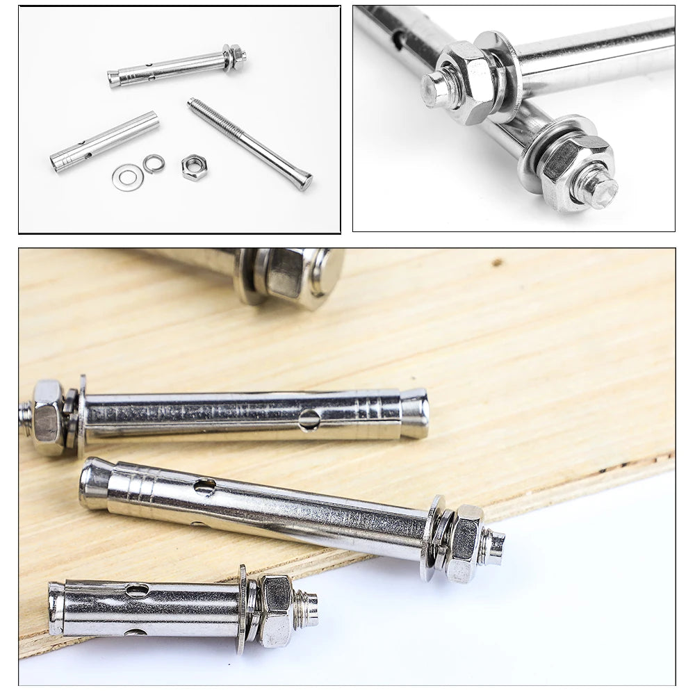 NINDEJIN External Hex Expansion Bolt M6 M8 M10 M12 M14 M16 304 Stainless Steel Expansion Screw Bolts Sleeve Anchor for Concrete
