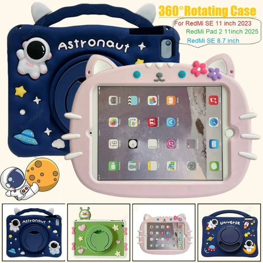 360° Rotatable Case for Xiaomi RedMi Pad 2 11 inch 2025 Soft Silicone Case for Redmi Pad SE 2023 11'' 8.7'' Mi Pad6 5 Pro11 inch