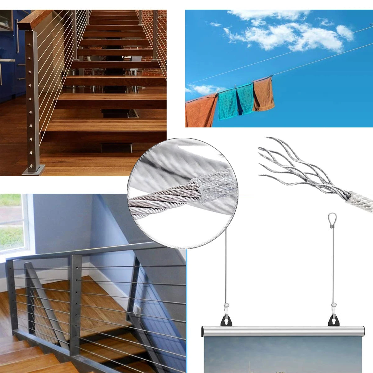 0.6-3mm Plastic Coated Stainlesss Steel Wire Rope 5/10m 7x7Strand Rubberized Rope for Grape Vine Trellis Balcony Climbing Plants