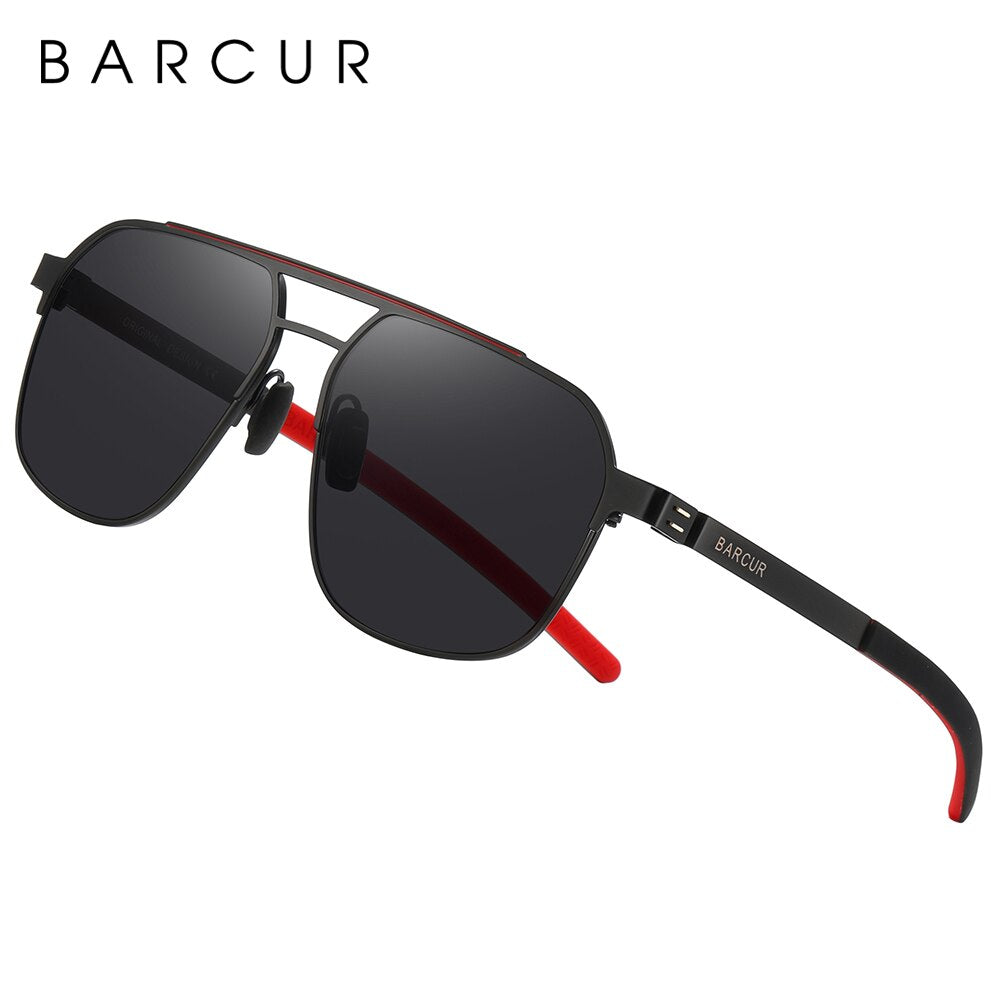 BARCUR Original Brand Designer Sunglasses for Men Polarized Fashion Square Sun Glasses Shades UV400 Eyewear Oculos Gafas De Sol - KiwisLove
