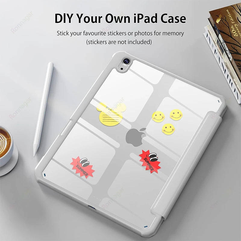 For iPad 10th Generation Case A16 2025 iPad Air5 Air4 10.9 Air 11 M2 M3 2024 Pro11 M4 M2 7 8 9 10.2 10.5 Case With Pencil holder