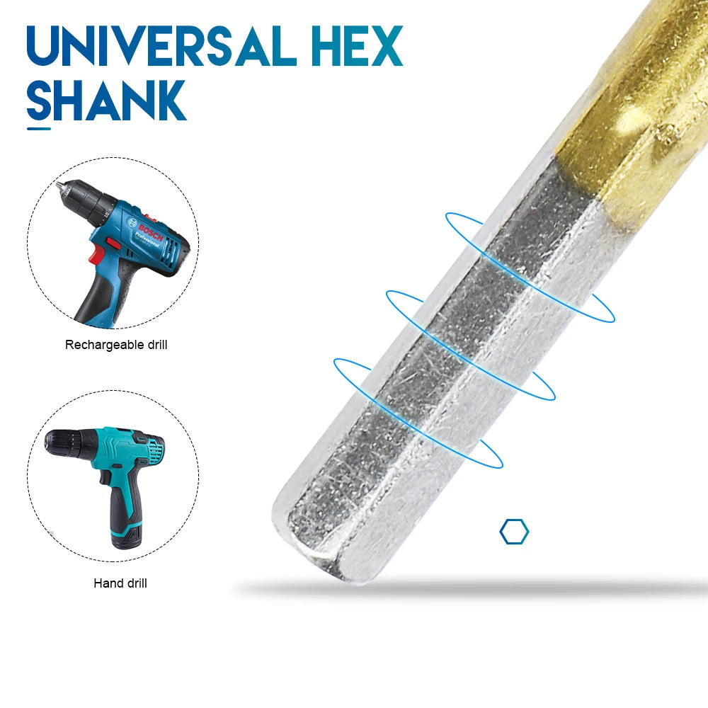 NINDEJIN 6pcs Woodworking Spade Drill High Speed Steel Titanium Coated Three Point Wood Drill Carpentry Tools 1/4 Hex Shank - KiwisLove