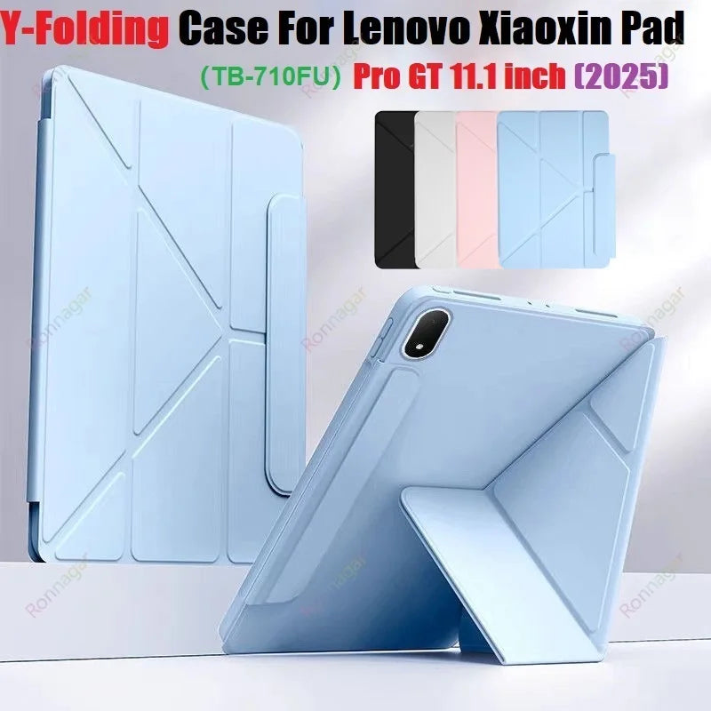Y-Folding Case For Lenovo Xiaoxin Pad Pro GT 11.1inch 2025 PU Leaher Flip Funda for Xiaoxin Pad Pro GT 11.1'' TB710FU Stand Case