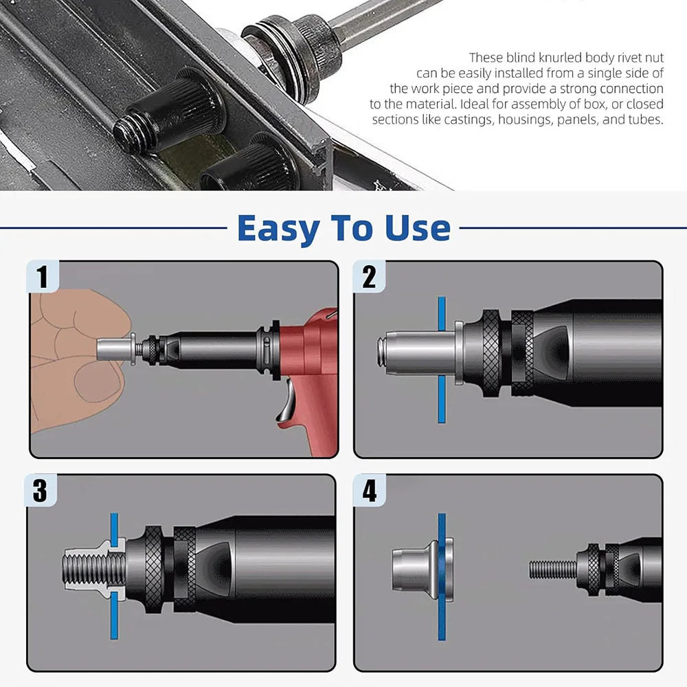 NINDEJIN 10/20pcs Flat Head Rivnut Black Zinc Plated Carbon Steel M3 M4 M5 M6 M8 M10 M12 Knurled Rivet Nut Threaded Insert Nuts - KiwisLove