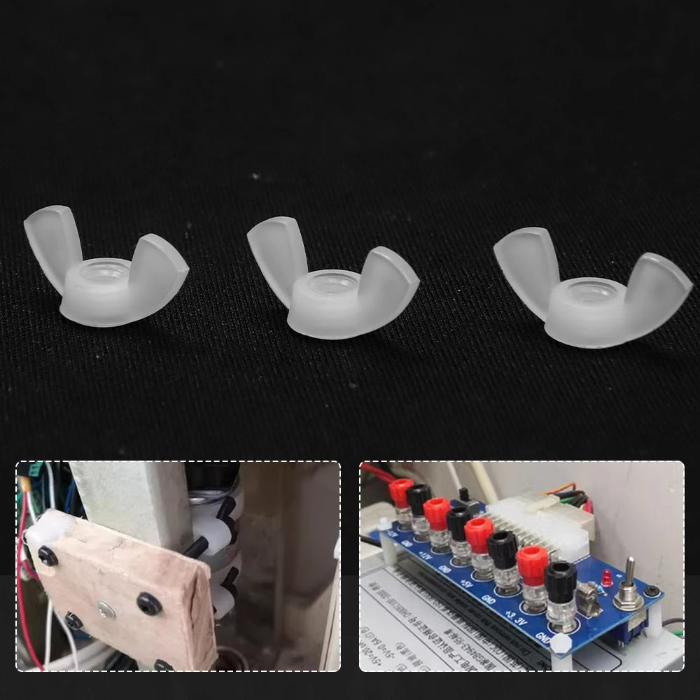 NINDEJIN 3-10pcs Nylon Wing Nuts Plastic Butterfly Nut M3 M4 M5 M6 M8 M10 M12 White Hand Tighten Nylon Wingnut