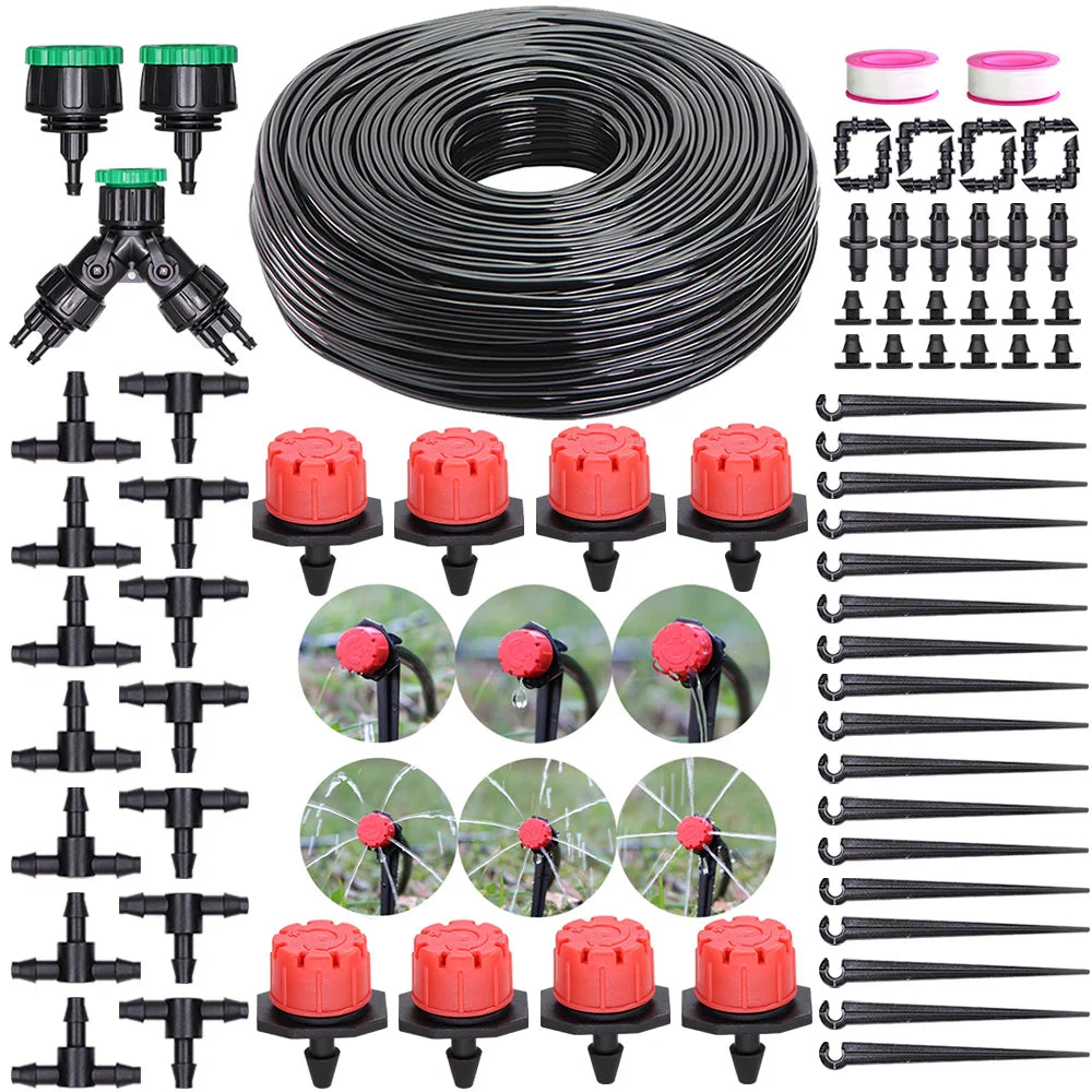 5-50M Garden Drip Irrigation System Automatic Watering Water Hose Micro Drip Watering Kits with Adjustable 8 Holes Drippers