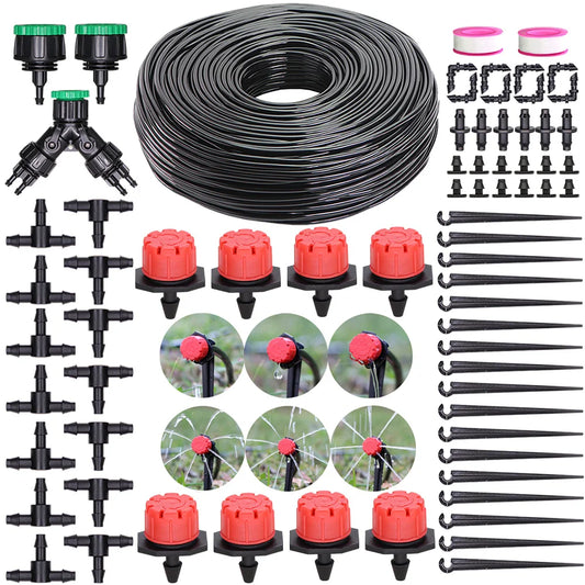 5-50M Garden Drip Irrigation System Automatic Watering Water Hose Micro Drip Watering Kits with Adjustable 8 Holes Drippers