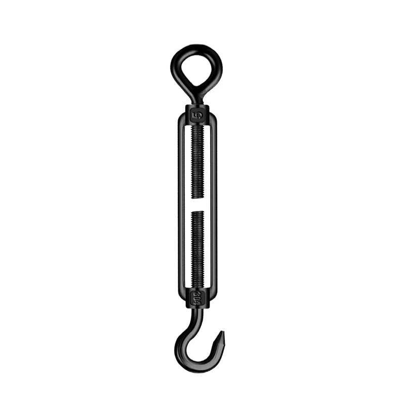 6/10pcs Stainless Steel 304 Adjust Chain Rigging Black Hooks & Eye Turnbuckle M5 Wire Rope Tension Device Line