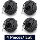 6/4/2PCS Marine Boat Round Deck Lock With Key Black Plastic Flush Pull Slam Latches Lift Ring Handle for Yacht RV Deck Hatches - KiwisLove