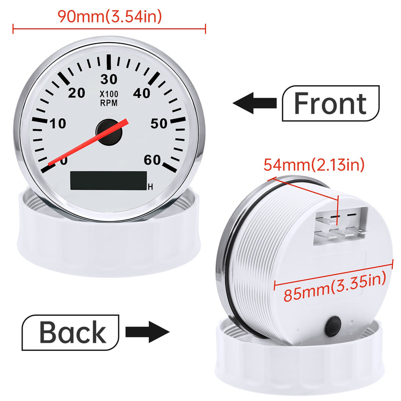 Universal 85mm Boat Tachometer Marine Tacho Meter Gauge LCD Hourmeter 6000RPM 8000 RPM Meter Car tacometro Toerenteller 12V/24V - KiwisLove