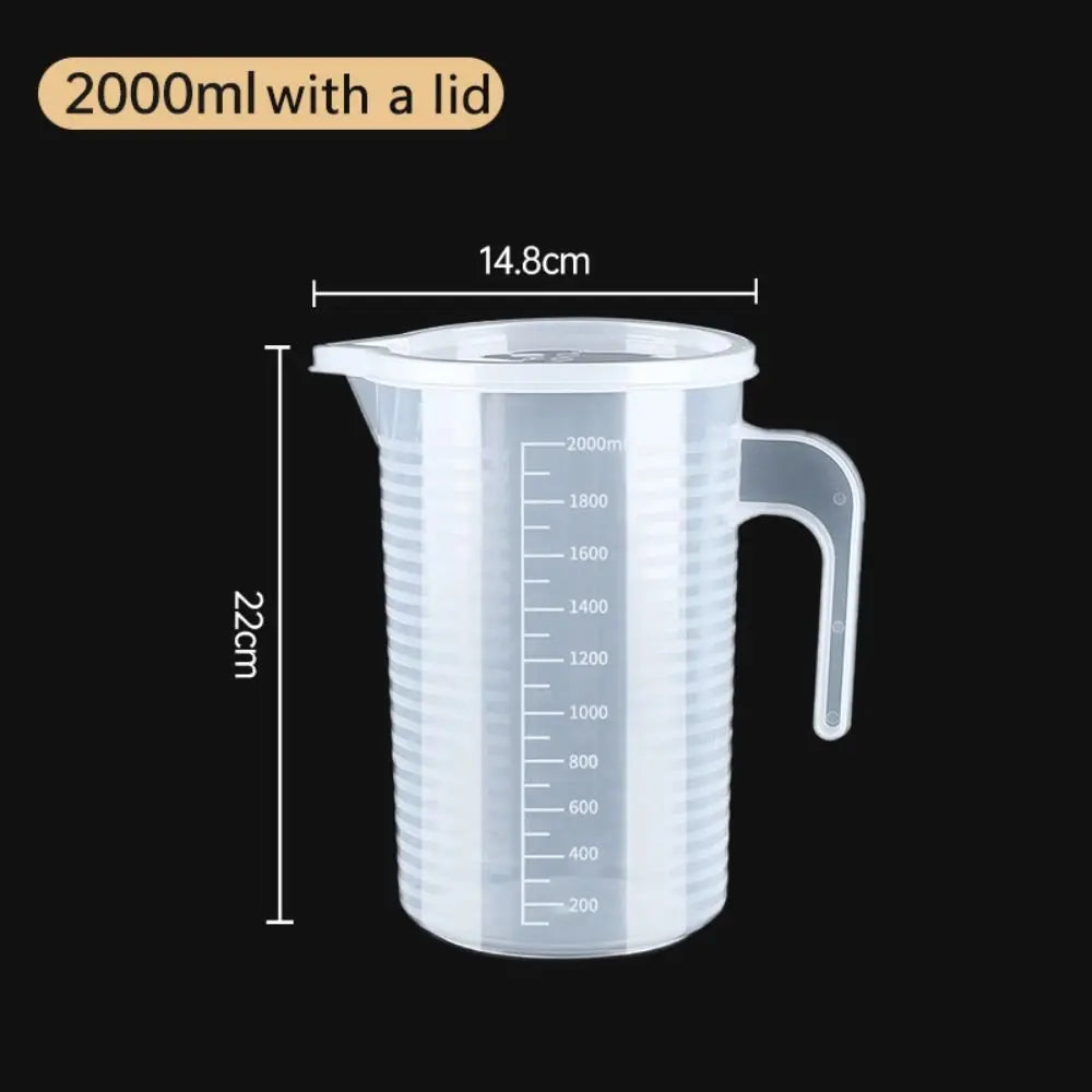 1PC Clear Graduated Measuring Cup Scale Plastic Transparent Mixing Cup Large Capacity With Lid Laboratory Beaker Kitchen Baking - KiwisLove