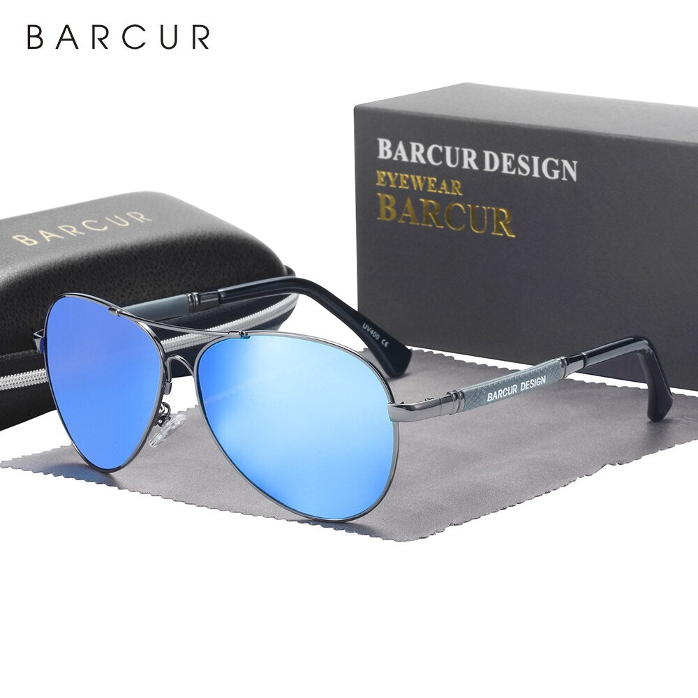 BARCUR Design Sun Glasses for Men Memory Alloy Frame Pilot Gradient Polarized Sunglasses Man Female Shades Oculos De Sol - KiwisLove