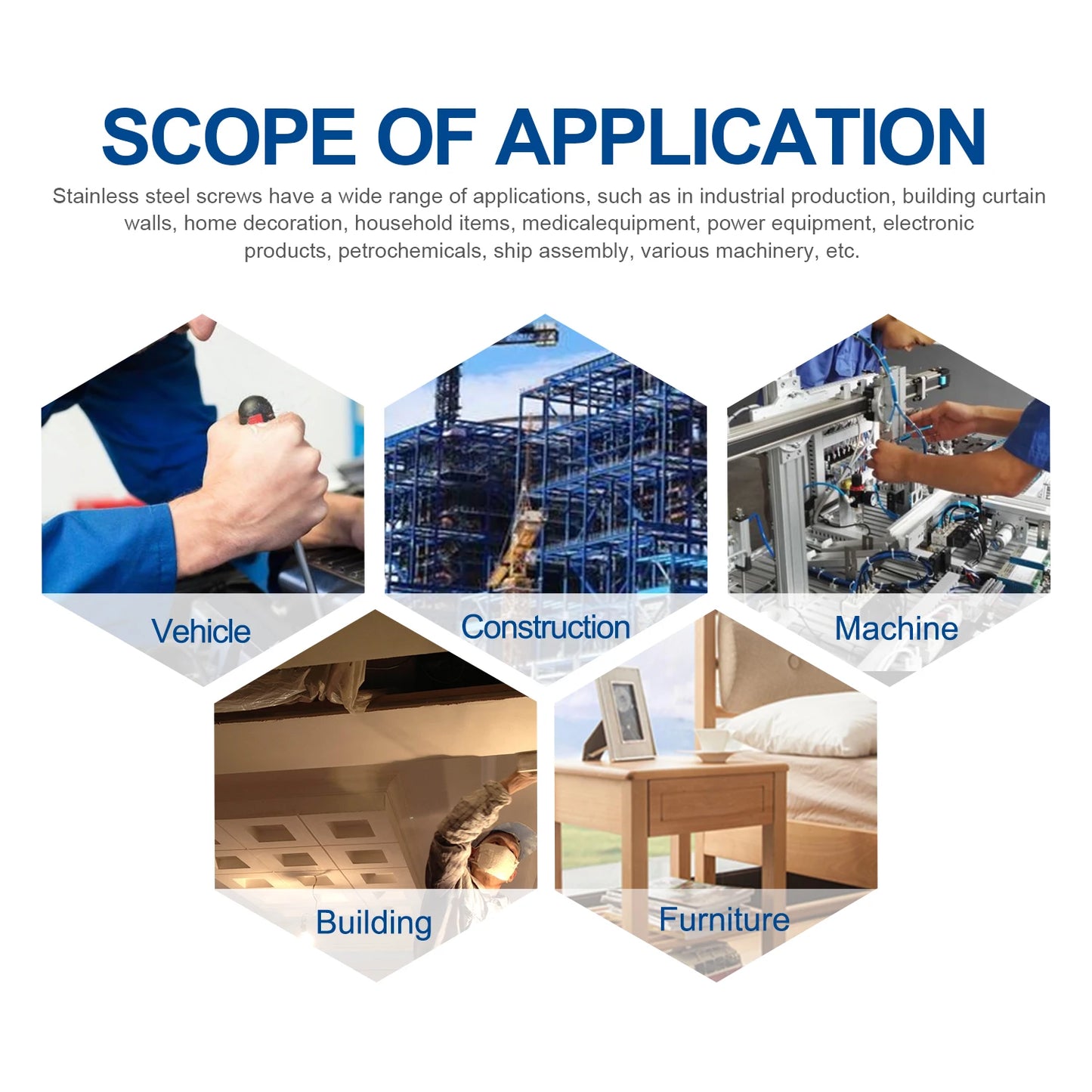 NINDEJIN Hexagon Socket Set Screw Kit Cone Point Stainless Steel Headless Grub Screw Assorment Kit M2 M2.5 M3 M4 M5 M6 M8