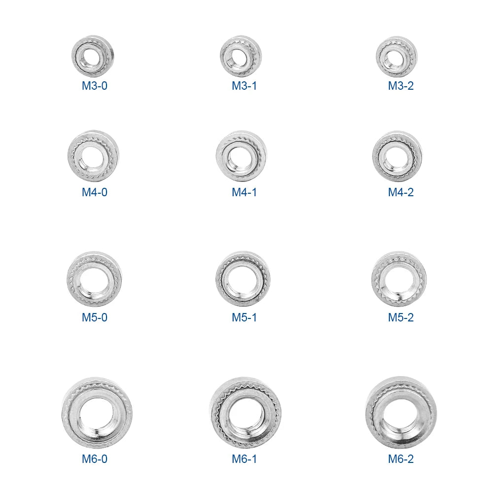 NINDEJIN 450pcs PEM rivet nut stainless steel self clinching nut CLS M3 M4 M5 M6 pressure riveting nut assortment kit for sheet