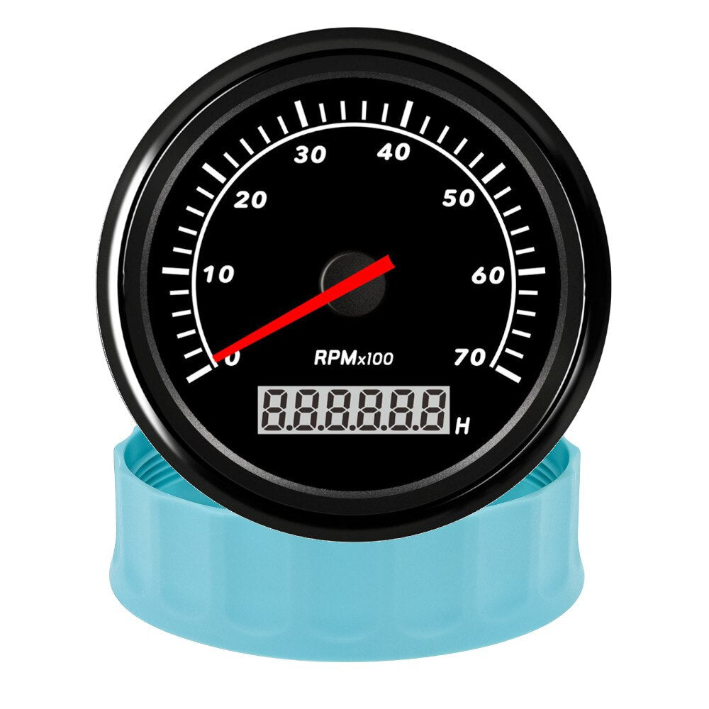 85mm Tacometro Toerenteller 3K/4K/6K/7K/8K Boat Tachometer Diesel Engine Tacho Gauge Hourmeter RPM Sensor Blue / White Shell - KiwisLove