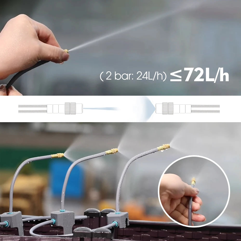 Premium 20cm Flexible Brass Nozzle Automatic Misting Irrigation System - Quick Connect Spray for Garden 1/4" Hose