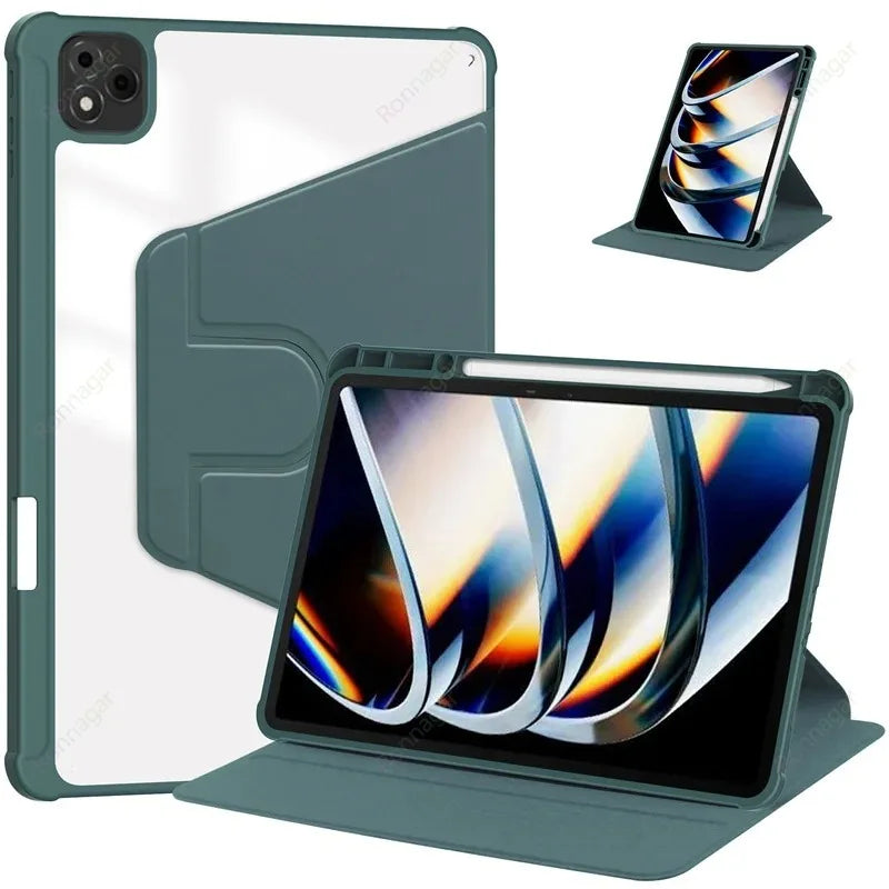 With Pencil Holder Case for Infinix Xpad 11 Inch 2024 360 Rotating Acrylic Funda for Infinix X Pad 11inch Tablet Case Flip Coque