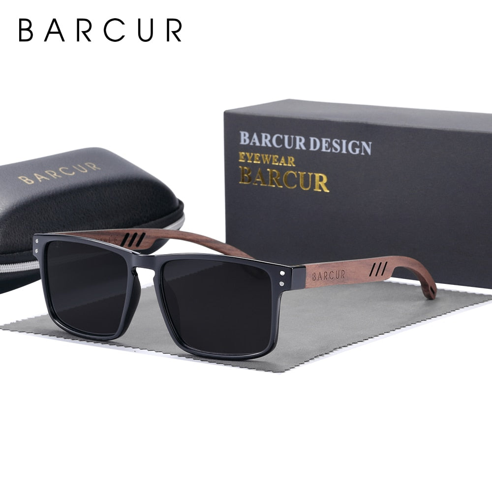BARCUR Original Design Wooden Sunglasses Polarized Luxury Brand Square Sun Glasses Fashion Light Weight Eyewear Accessory - KiwisLove