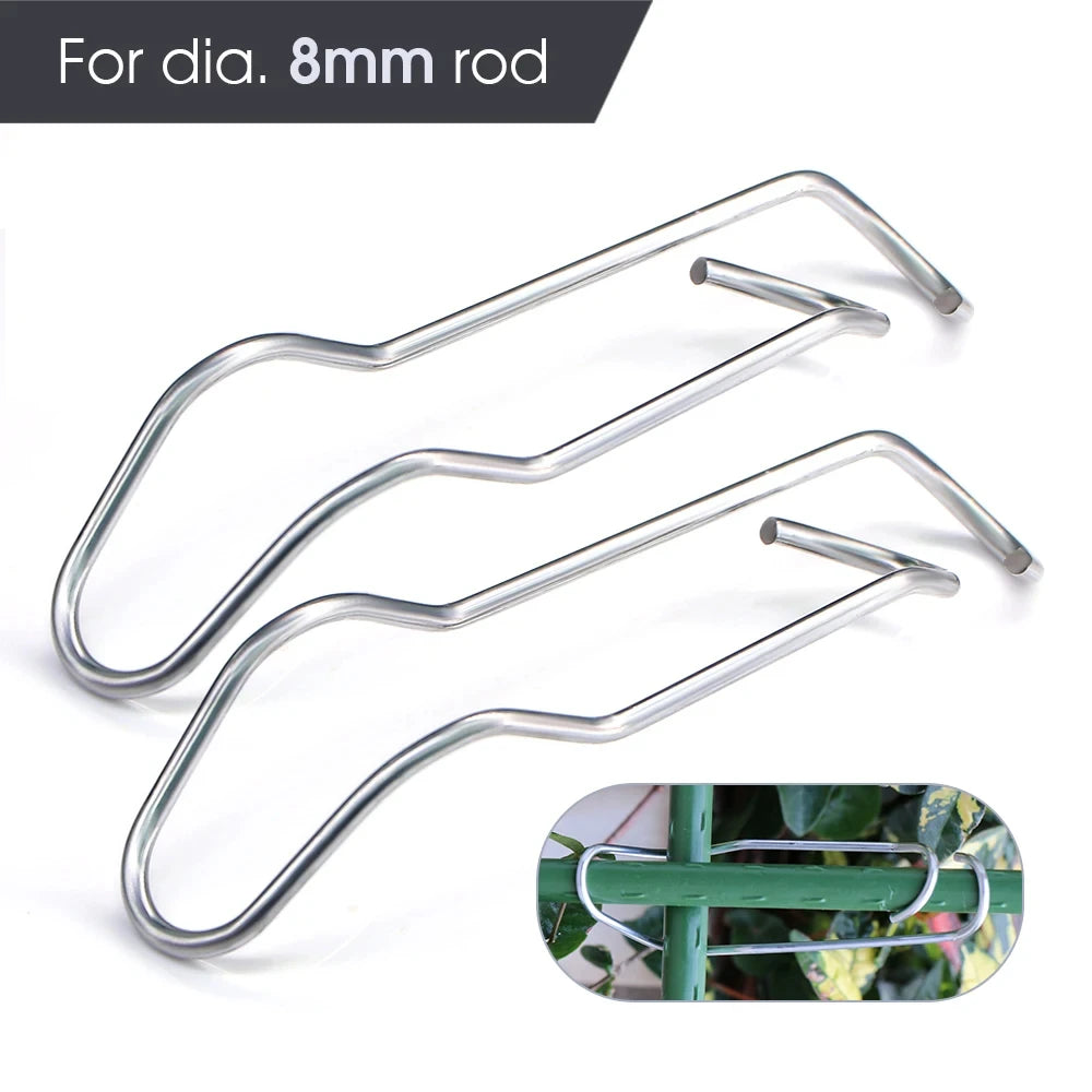 10/20pcs Metal Holder Plant Support Cage 8/11/16/20mm Wire Rod Fixing Buckle for Garden Vegetables Frame Rod Fastener Quick tool