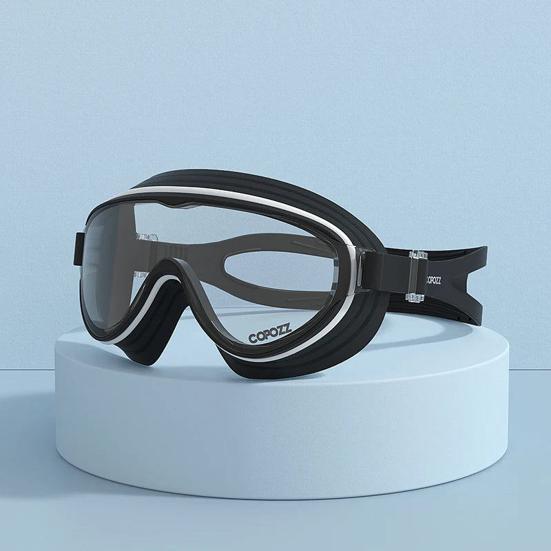 COPOZZ Large Frame Adults Swimming Goggles Professional Anti-Fog Sports Swim Eyewear Waterproof Swimming Glasses For Men Women