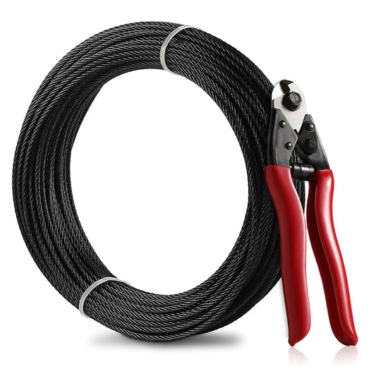 30M/50M Black T316 Stainless Steel Cable1/8‘' Wire Rope Aircraft Cable for Cable Railing 7x7 DIY Balusters Stair With Cutting