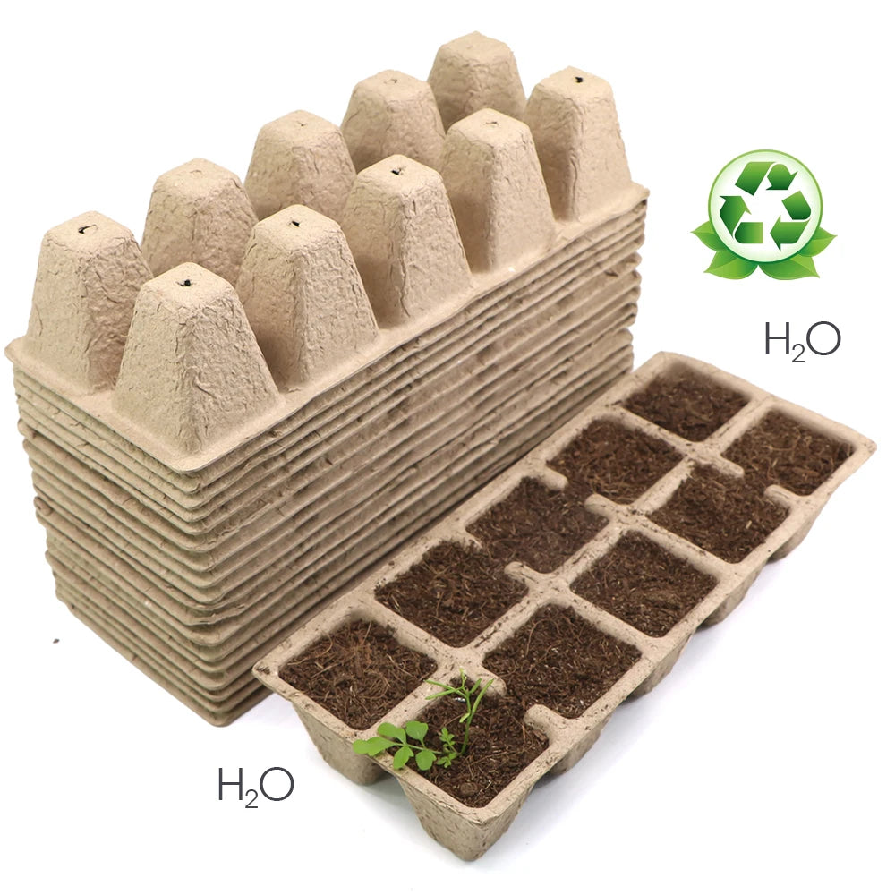 5/10pcs 10-Hole Peat Pots Seed Starter Trays Germination Trays Biodegradable Seedlings Container Plant Starting Kits Garden Acce