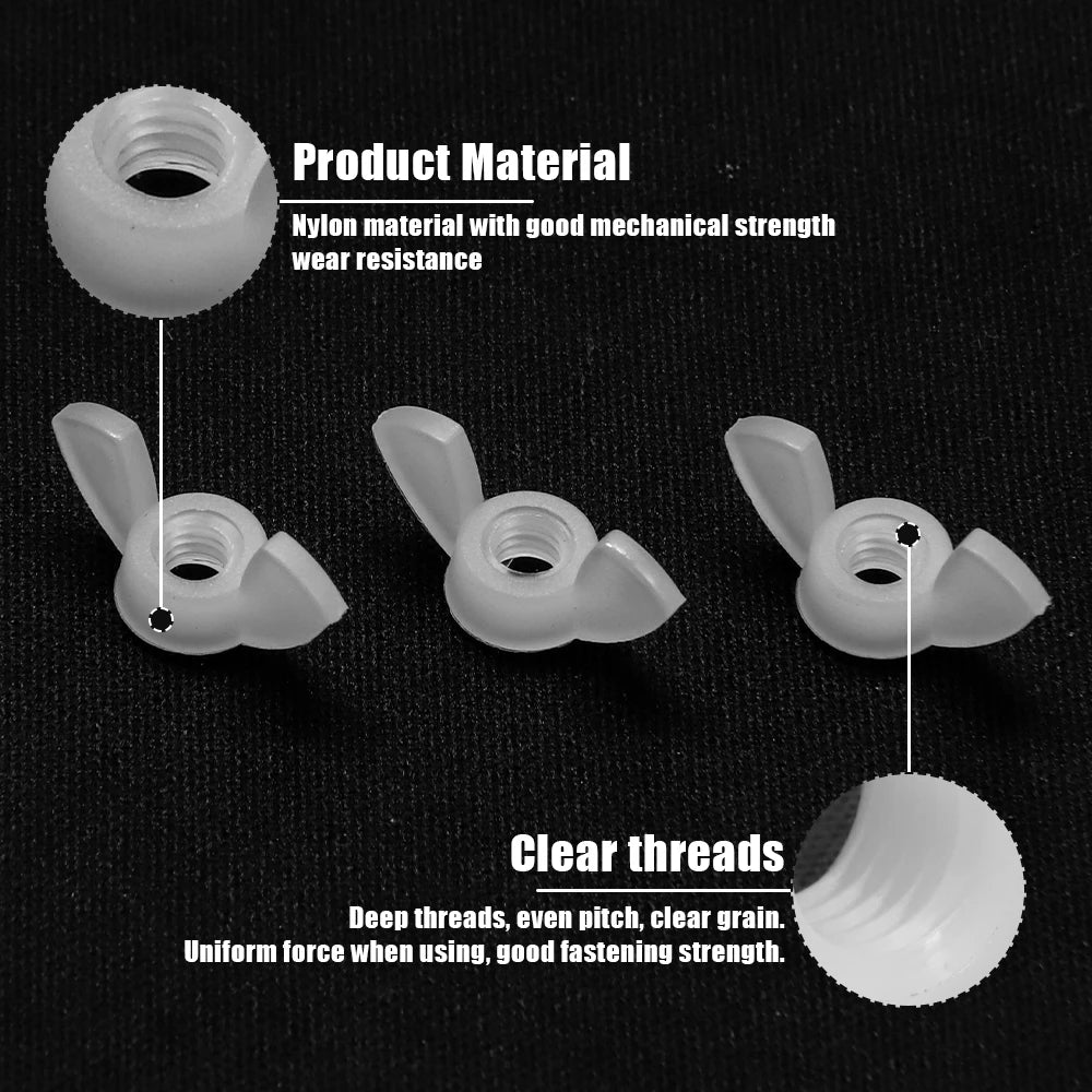 NINDEJIN 3-10pcs Nylon Wing Nuts Plastic Butterfly Nut M3 M4 M5 M6 M8 M10 M12 White Hand Tighten Nylon Wingnut