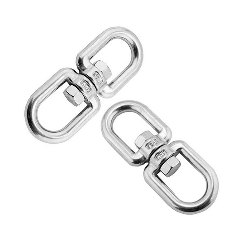 2Pc Double Ended Swivel Eye Hook 304 Stainless Steel Rotation Buckle Swivel Shackle Ring Outdoor Rock Climbing Hiking Carabiner - KiwisLove