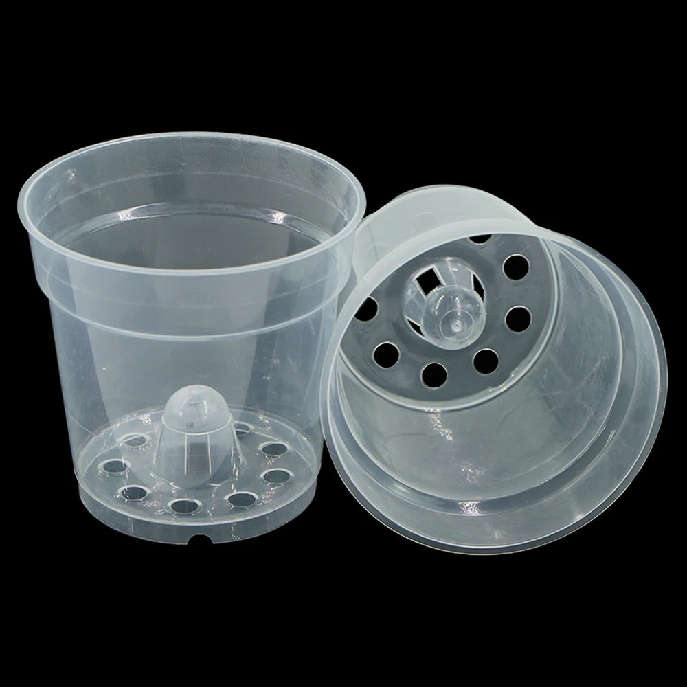 5/10pcs Round Seed Starter Tray Transparent Planter Nursery Pots with Drainage Hole for Orchid Plants Herb Flowers Garden Tools
