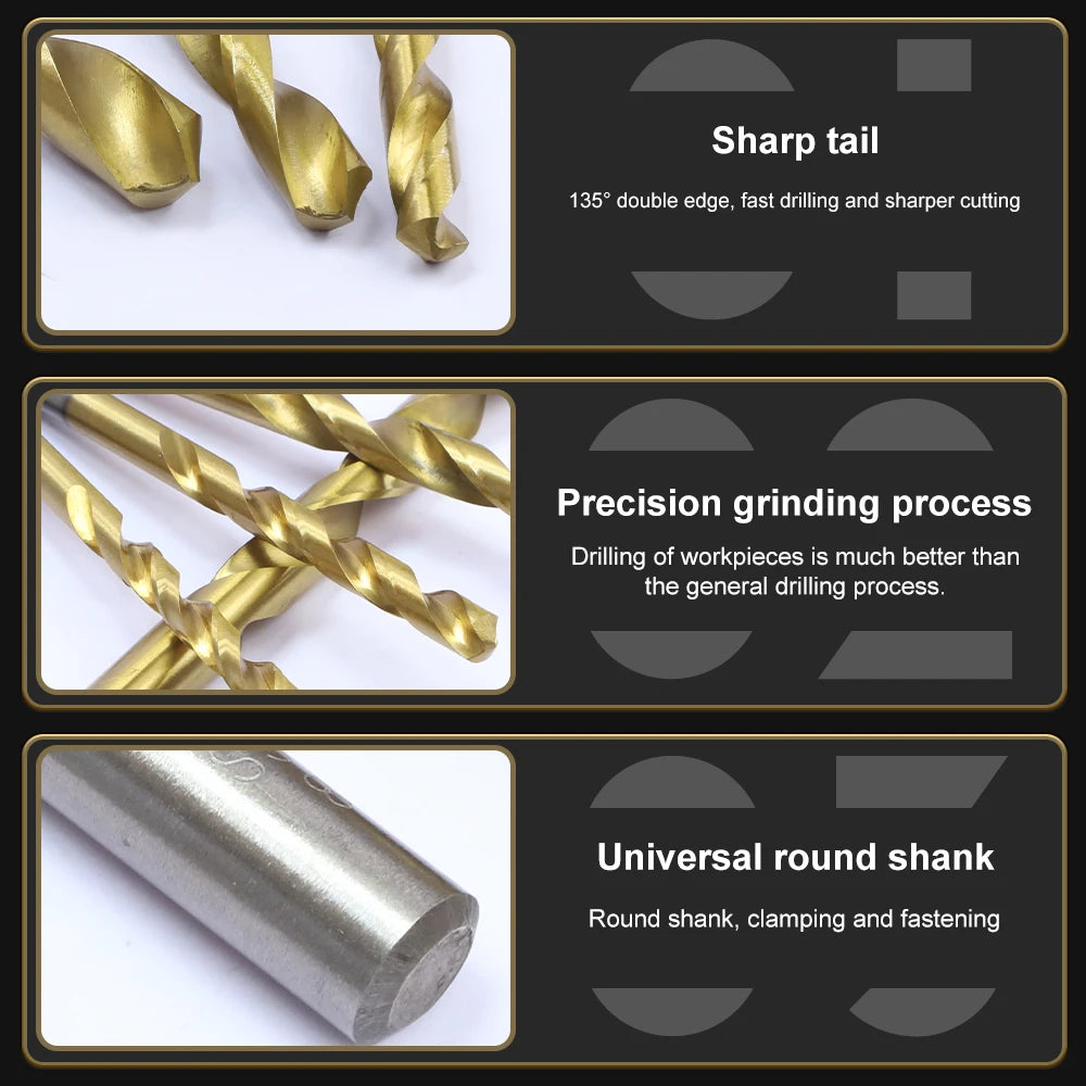 NINDEJIN 13/40/50/60pcs Twist Drill Bit Set Woodworking 1-6.5mm HSS Drill Bit for Carpentry Hand Tools - KiwisLove