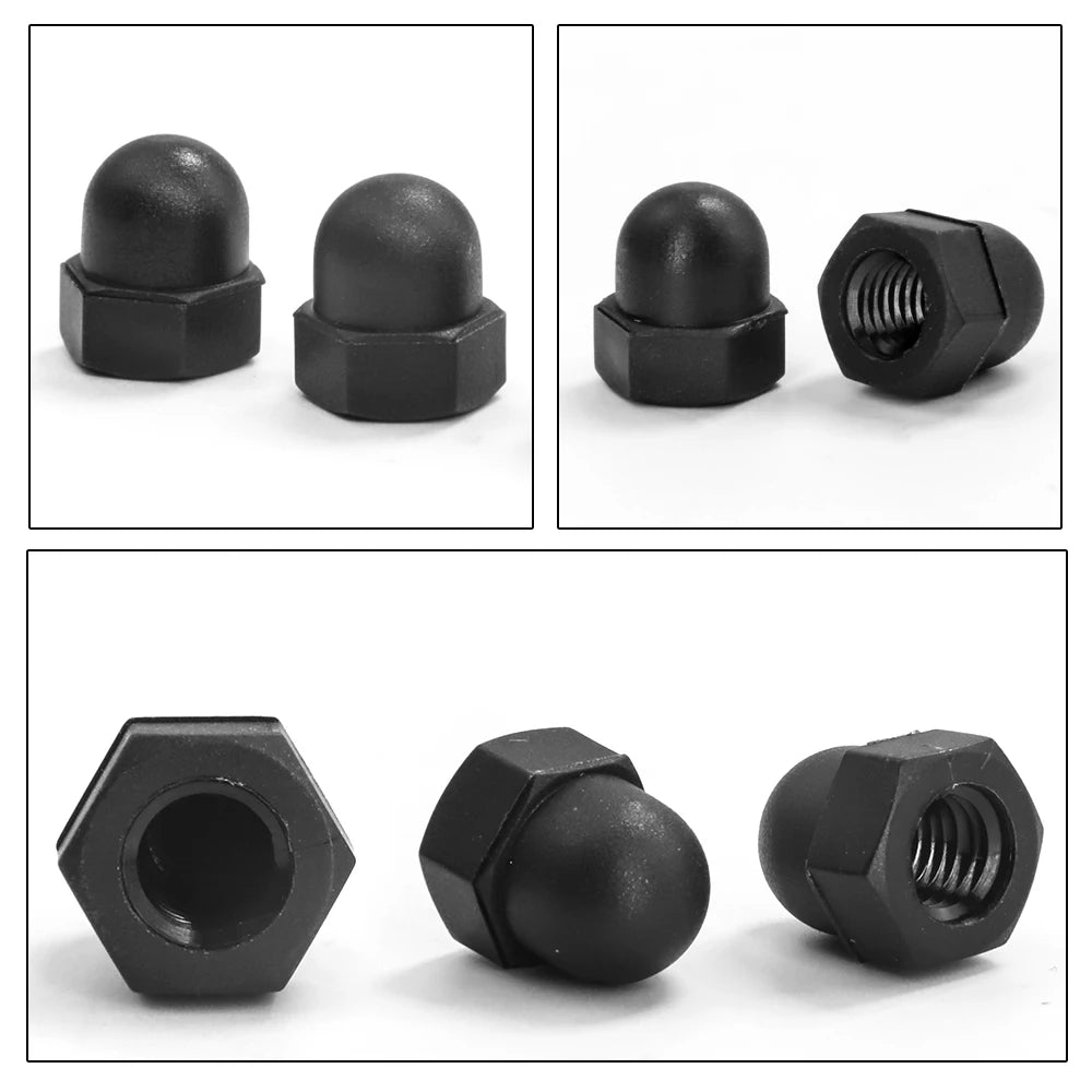 5-20pcs/pack Nylon Hex Dome Head Cap Nuts M3 M4 M5 M6 M8 M10 M12 Black White Plastic Acorn Nuts for Screw Bolts