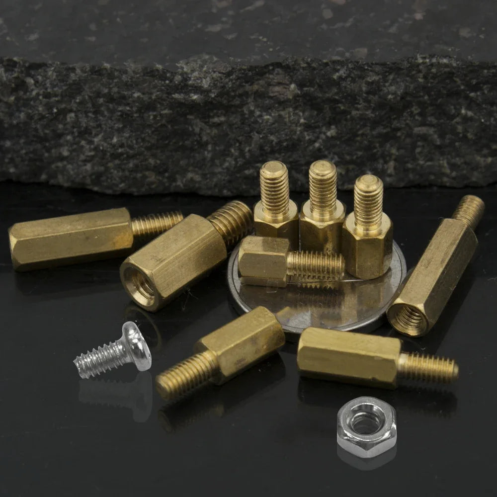 NINDEJIN Male Female Brass Hex Standoff Kit Bolt Screw Nut Set M2.5 M3 M4 PCB Motherboard Hex Standoff Spacer Assortment Kit