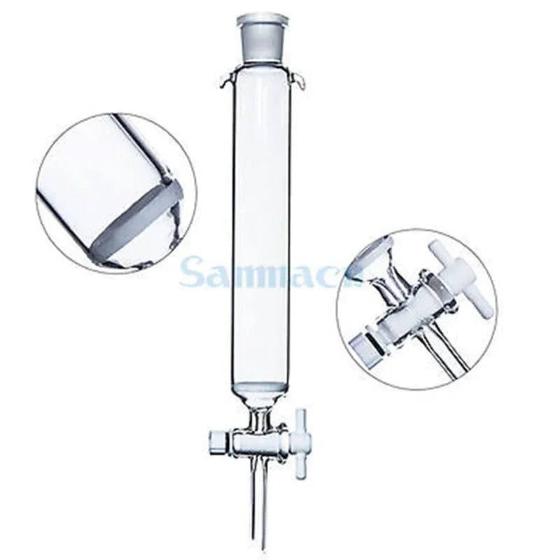 ID 16/22/30/44mm Length 200/300mm 24/29 Tube O/D 9-10mm Glass Chromatography Column PTFE Stopcock Ground Cone Fritted - KiwisLove