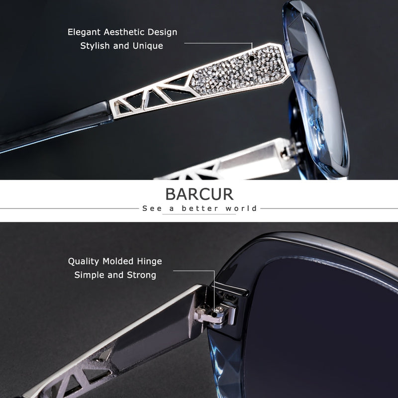 BARCUR Polarized Sunglasses Women UV400 Lady Fashion Gradient Sun Glasses for Women Eyewear Accessory - KiwisLove