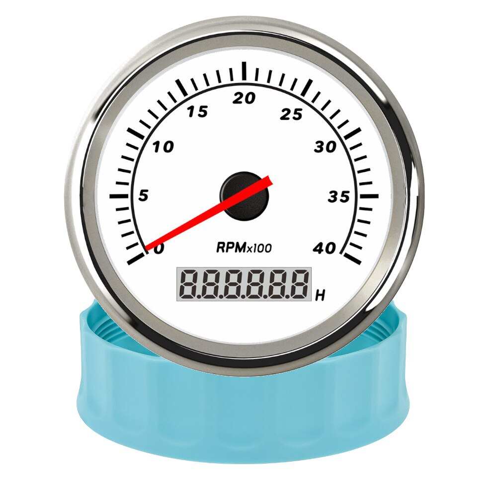 85mm Tacometro Toerenteller 3K/4K/6K/7K/8K Boat Tachometer Diesel Engine Tacho Gauge Hourmeter RPM Sensor Blue / White Shell - KiwisLove