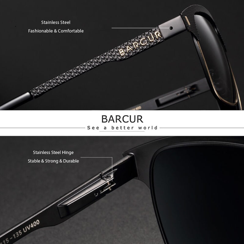 BARCUR Square Photochromic Sunglasses Men Polarized Driving Sun Glasses Mens Sun Glasses UV400 Eyewear Accessory - KiwisLove
