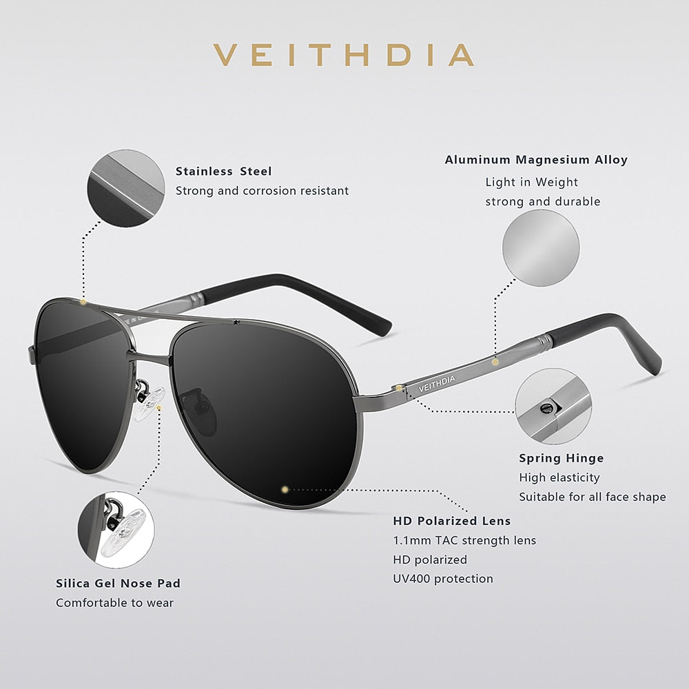 VEITHDIA Brand Sunglasses Men Polarized UV400 Sun Glasses Outdoor Sports Driving Male Women Eyewear Accessories For Female 1306 - KiwisLove