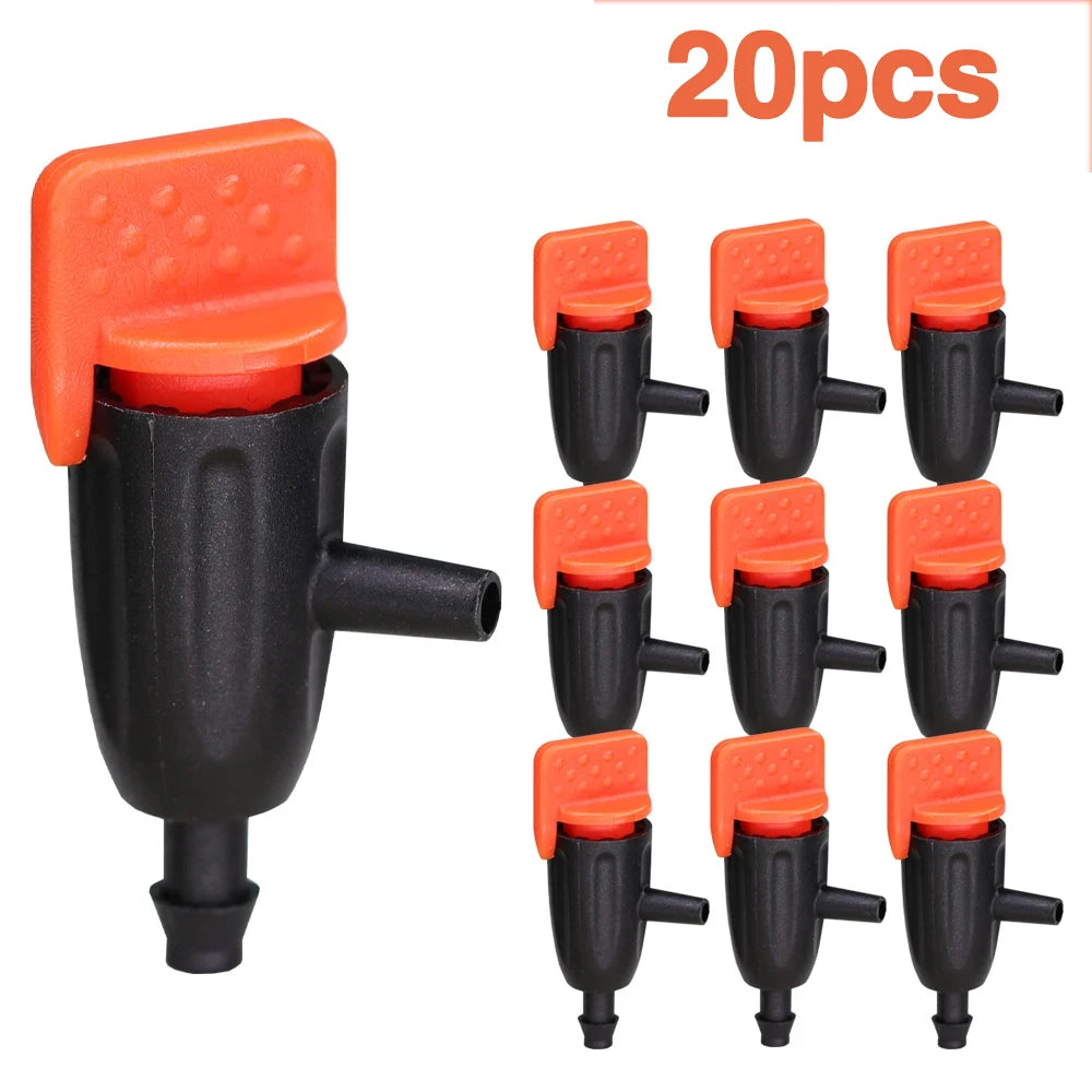 10/20pcs Garden Adjustable Dripper 1/4" Micro Drip Irrigation Emitter for Bonsai Potted Lawn 4/7mm Watering Hose Sprinklers Tool